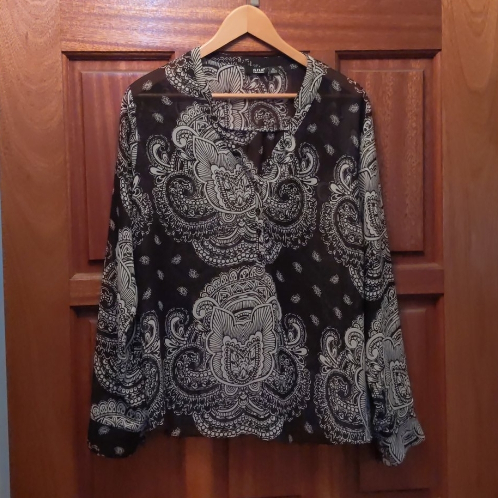 ANA blouse, paisley light long sleeve